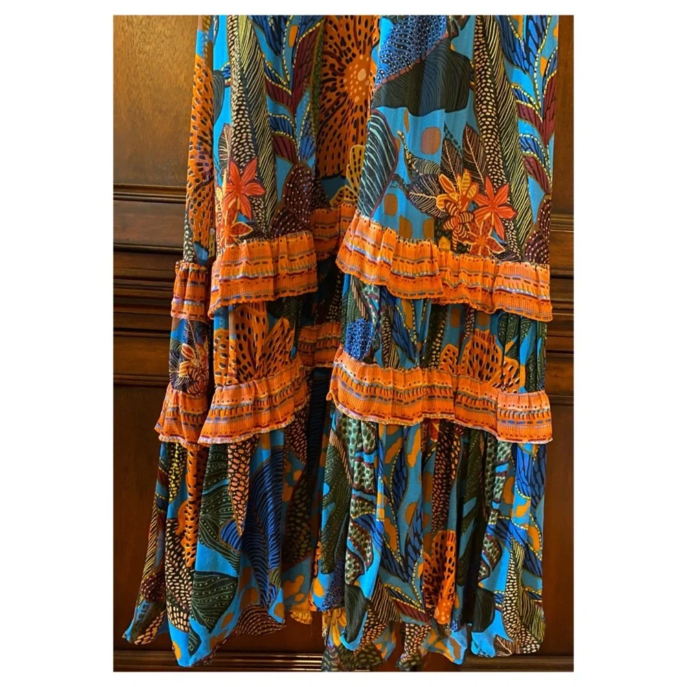 FARM Rio Blue and Orange Floral Maxi Dress - Picture 9 of 14
